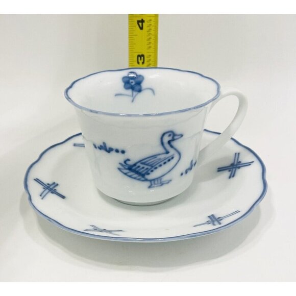 Cordon Bleu Duck Tea Cup & Saucer Porcelain de Chine C Steel Collection Blue - Picture 5 of 9